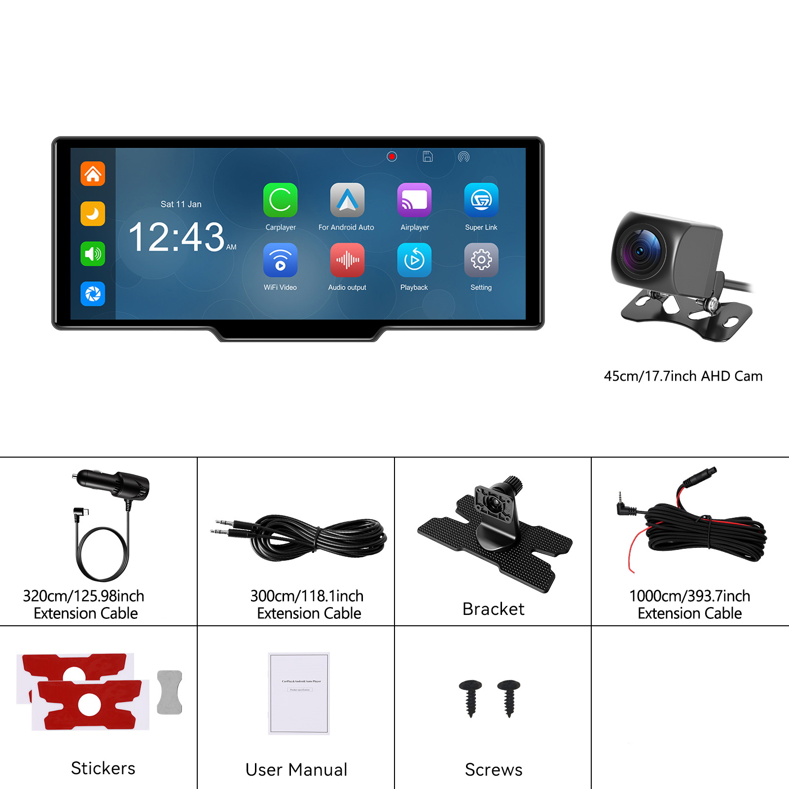10.26 Inch 4k Auto Support Wifi Video Front And Back Dual Dvr Camera B-t For Cars Trucks Van Support Rear Camera With Loop Recording