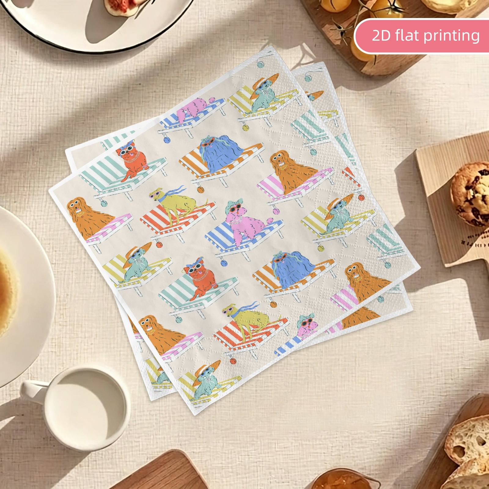 item picture 2d flat 20pcs   chairs pattern disposable cocktail napkins