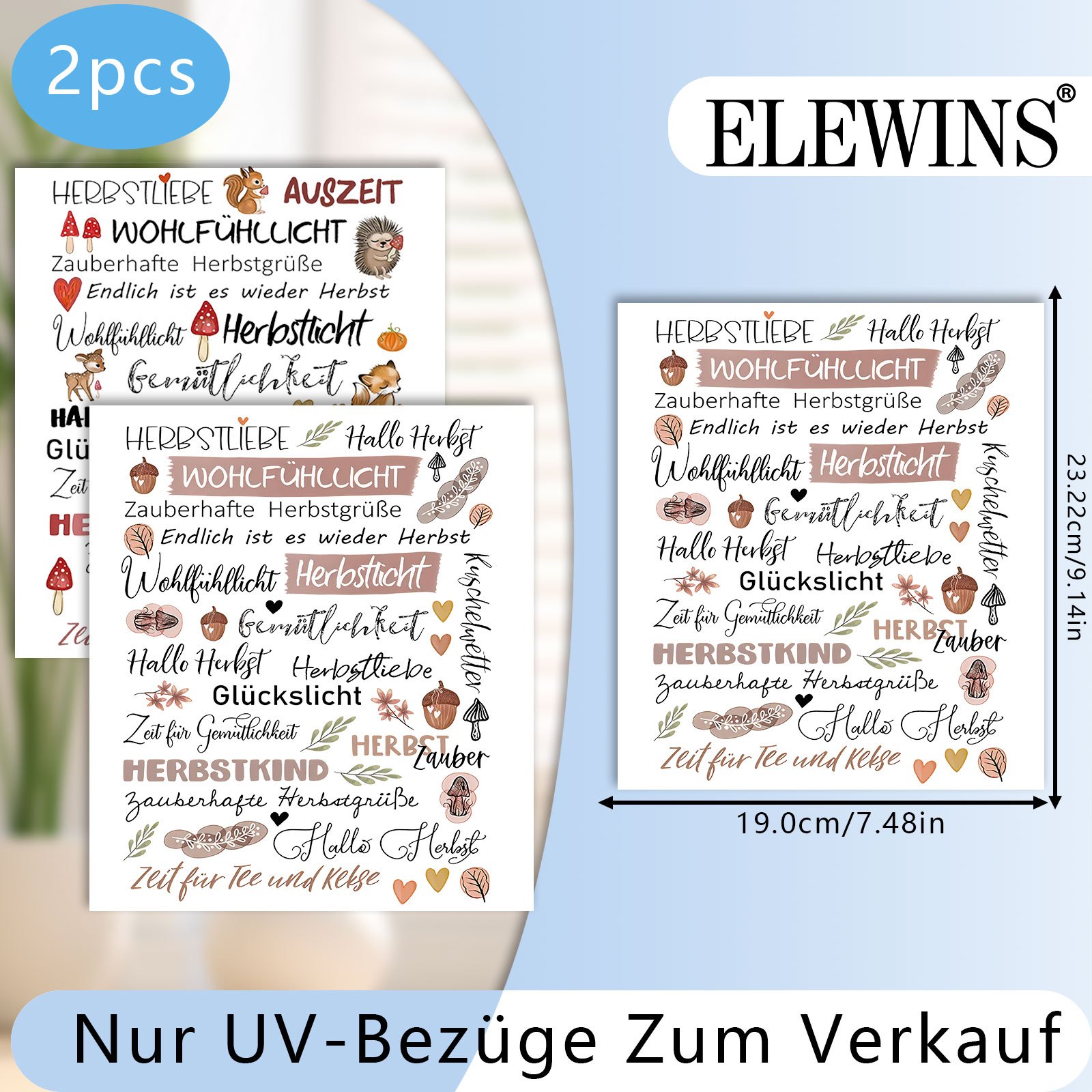 Image of 2pcs Of Uv Transfer With A German Autumn Theme - Candles, Perfect For Projects, Including Mugs, And Water Bottles. Self-adhesive Plastic Are Ideal For Festive Decorations