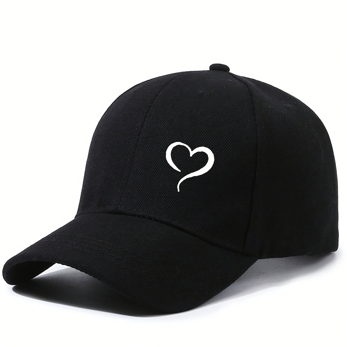 Adjustable Lightweight Baseball Cap with Heart Print