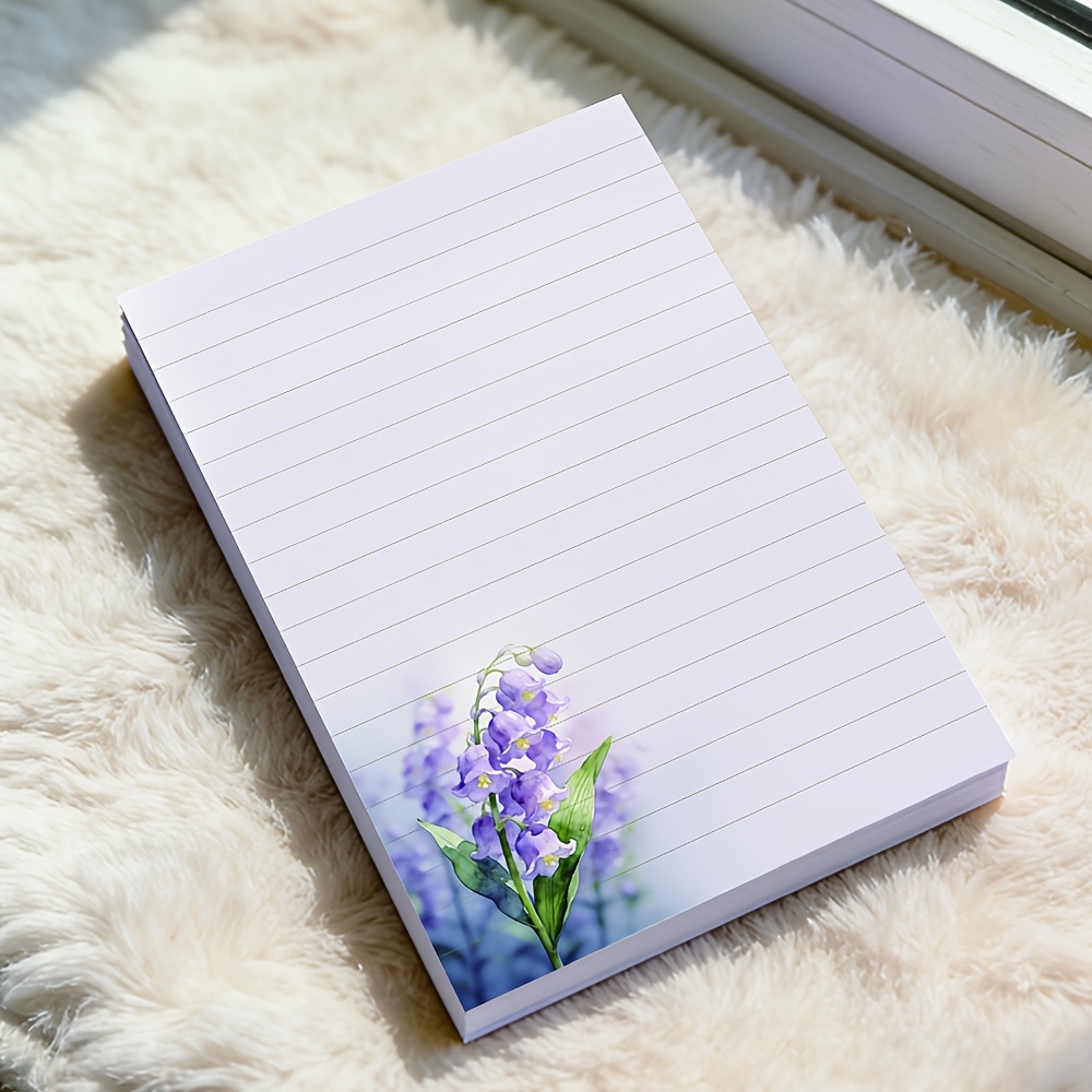 TEMU 1pc (50 Sheets) Lily Of The Valley In The Mist Notebook, Lily Of The Valley Style Notebook, Featuring A Hand-painted Vintage Watercolor Lily Of