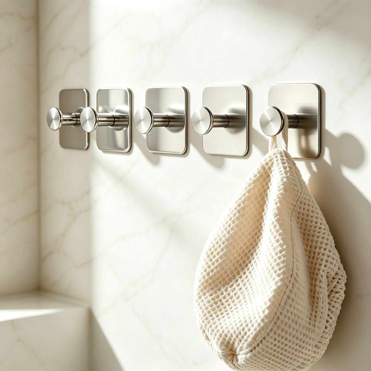 TEMU Set Of 5 Heavy-duty Self-adhesive Stainless Steel Wall Hooks â Waterproof Hooks For Coats, Hats, Towels, And Robes â Wall-mounted Hangers For
