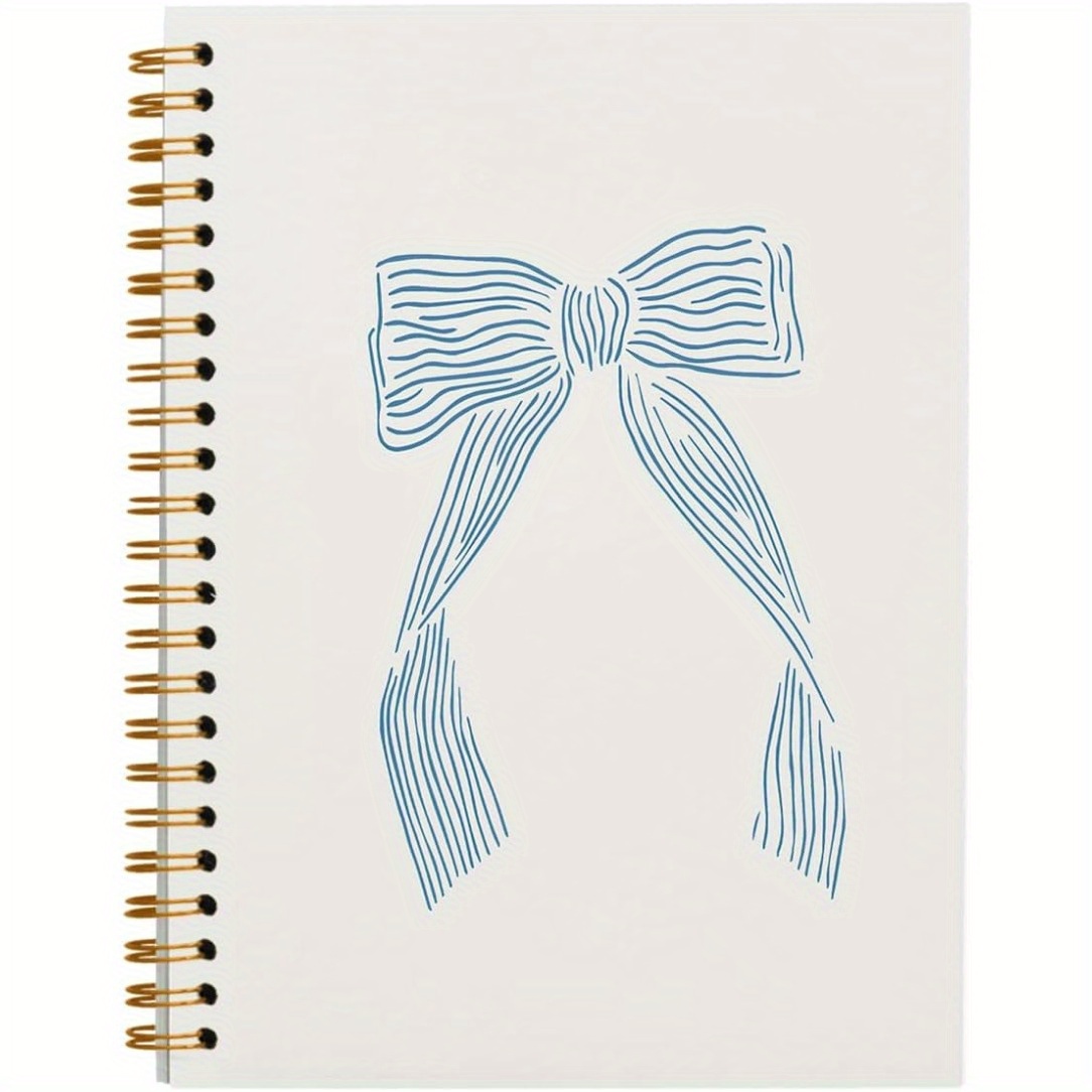 

Vintage Bowknot Spiral Notebook - Coastal Granddaughter Aesthetic, College Ruled Hardcover Journal For Notes & Journaling, 5.5x8.3in With 50 Pages, Room Decor