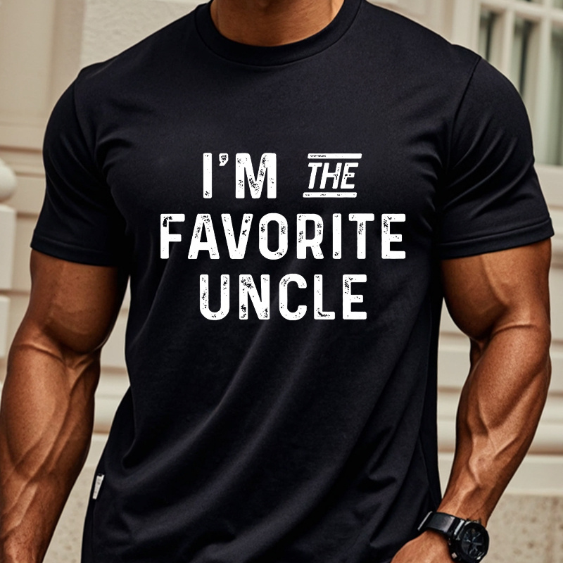 

I'm " Men's T-shirt - Humorous Black Crew Neck, Regular Fit, Moisture-wicking Cotton, Ideal For Casual & Summer Outdoor Activities, Family |fun Slogan Shirt|moisturewicking Shirt