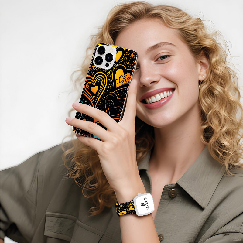 Heart-Shaped Love Pattern Phone Case and Watch Band Combo Gift