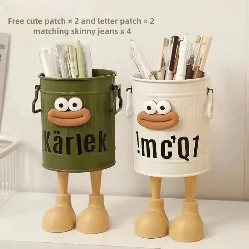 

2-pack Pen Holders, Vintage Style Plastic Storage Bins For Office, Desk, And Organization