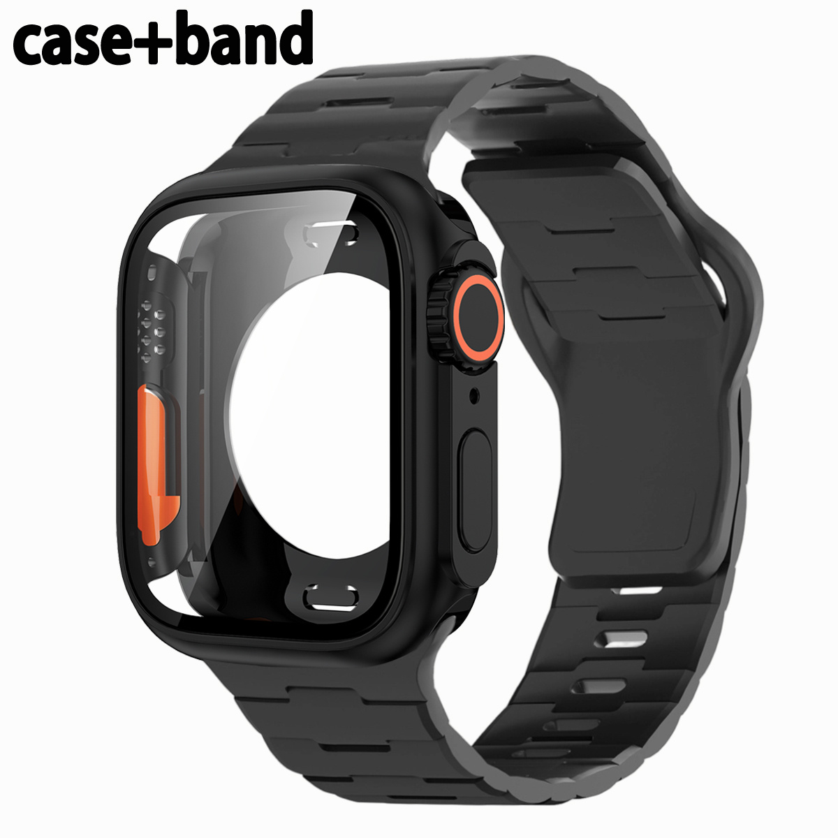 TEMU Lot de 2 pièces, Bracelet et Étui de pour Apple Watch - Bracelet Attrayant et Élégant avec Rigide en PC + Protecteur d'Écran en Verre Trempé,