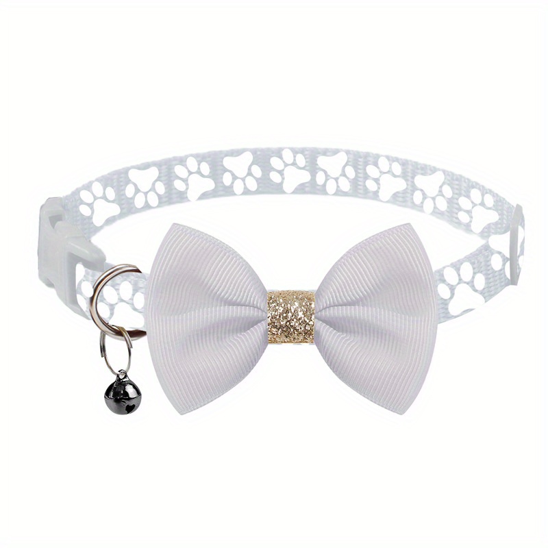 1pc pet collar with adjustable cute bow tie collar design   black gray brown with paw print pattern durable polyester material suitable for small and large dogs and cats for daily use and special Product details 10