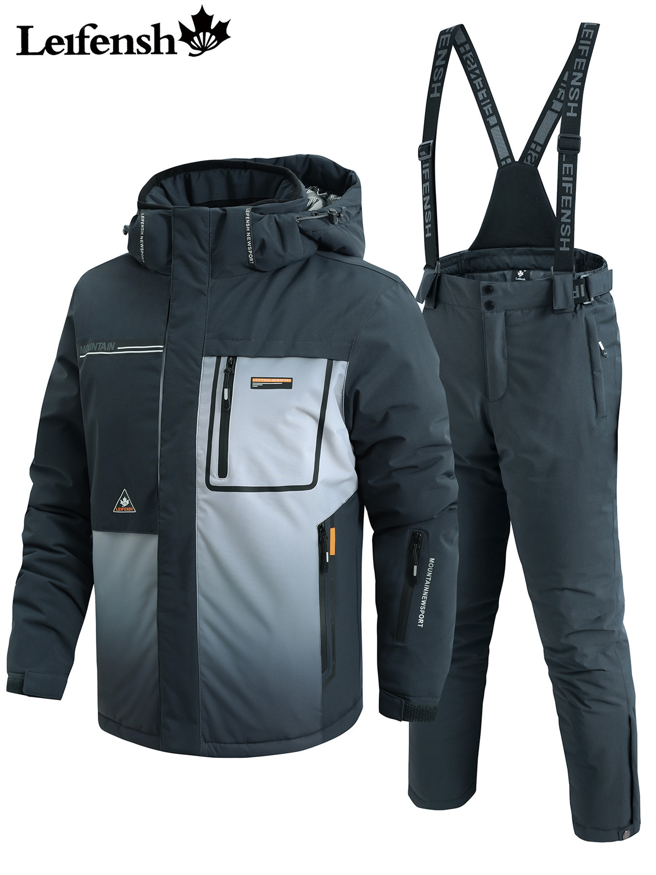 Men's Ski Suit 2pcs Set, Windproof Snowboard Ski Set