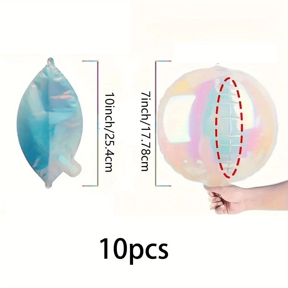 TEMU 10pcs Of 10-inch Colorful Transparent 4d Round Foil Balloons For Valentine's Day, Birthdays, And Fantasy-themed Party Decorations