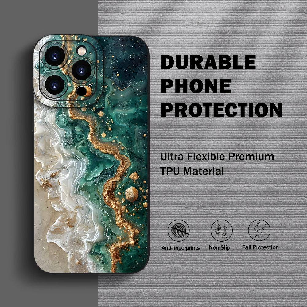 TEMU Phone Case: Agate Marble Pattern Fashion Cartoon Cool Unique Iphone Case With Lens Protection, Tpu Material, Compatible With Iphone 11 12 13 Pro