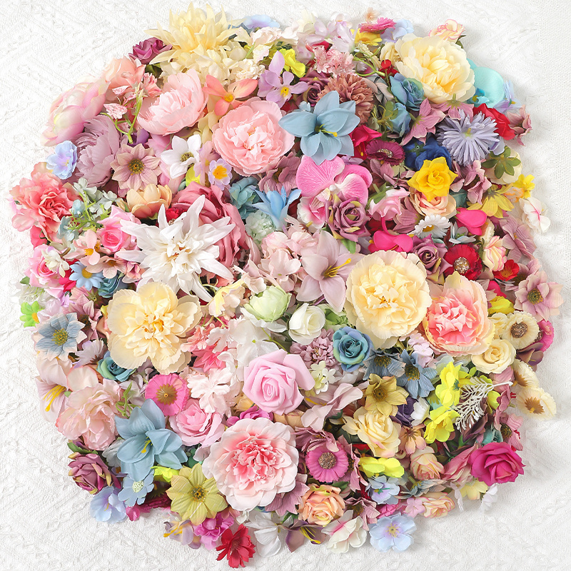 TEMU 20pcs Artificial Rose Flower Head Wedding Flower Wall Arch Decoration, Random Style Fake Flower Head Scene Layout Props, Wedding Artificial