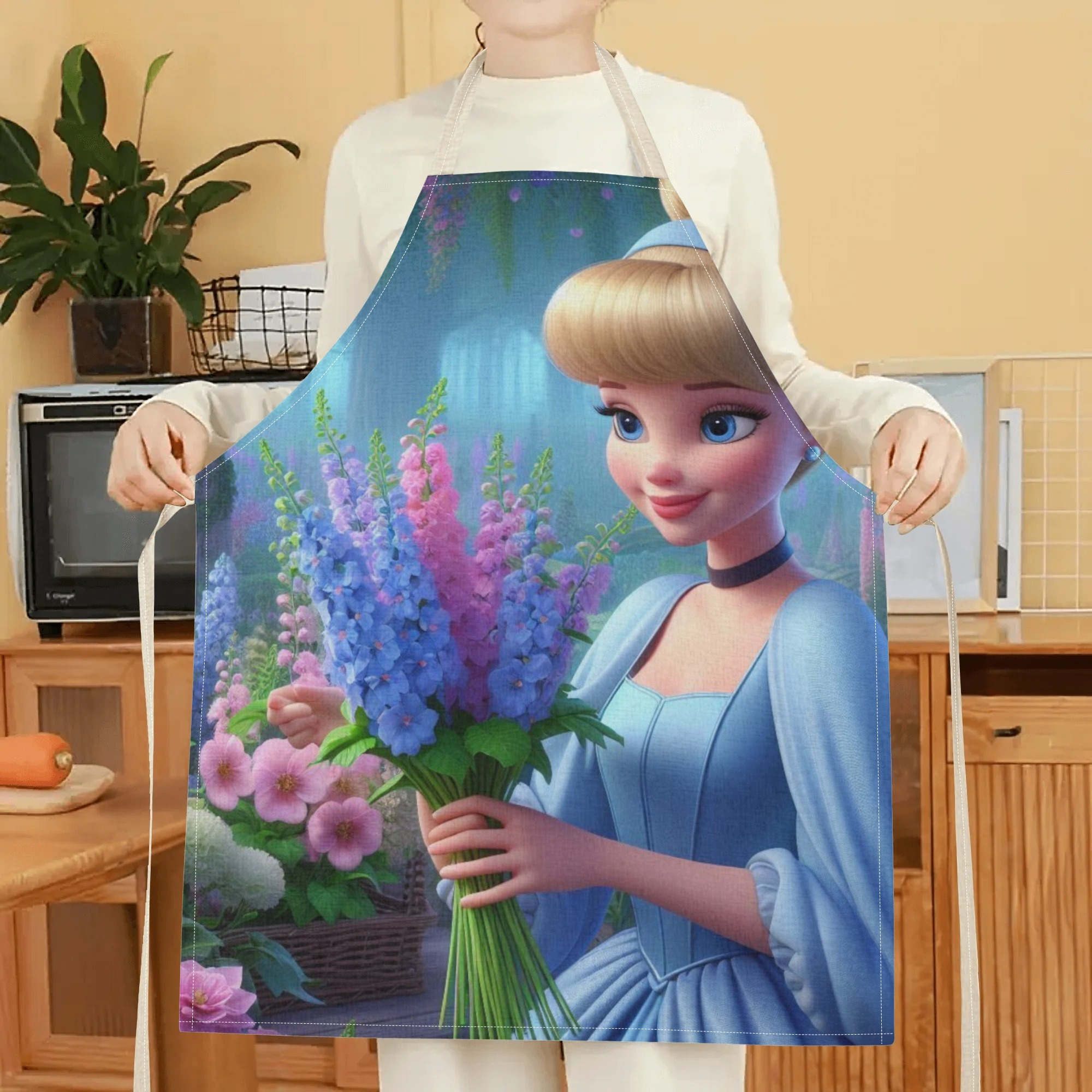 disney   a stylish waterproof apron featuring a cute cartoon design of princess  .   beautiful, fashionable, and simple, making  uitable for hotels, supermarkets, restaurants, fru hops, milk tea stalls, and   home use. details 5