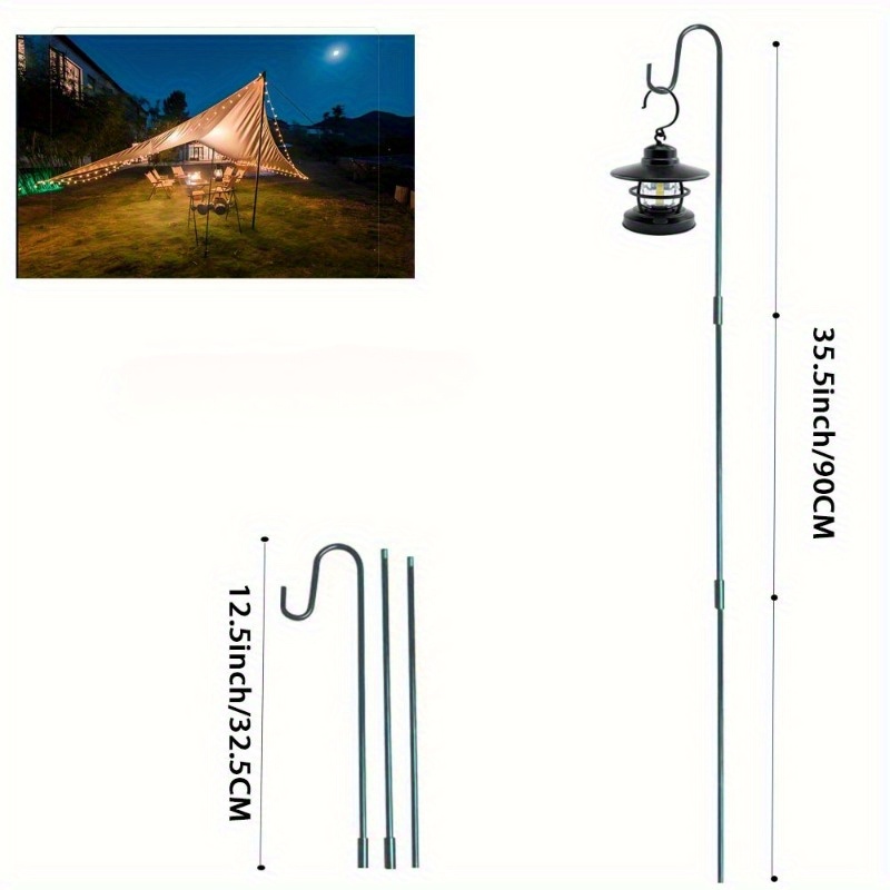 TEMU 1pc Outdoor Camping Light Accessory, 2-section 24-inch And 3-.5-inch Metal Ground Stand, Portable Multi-functional Light Holder With Dual-sided