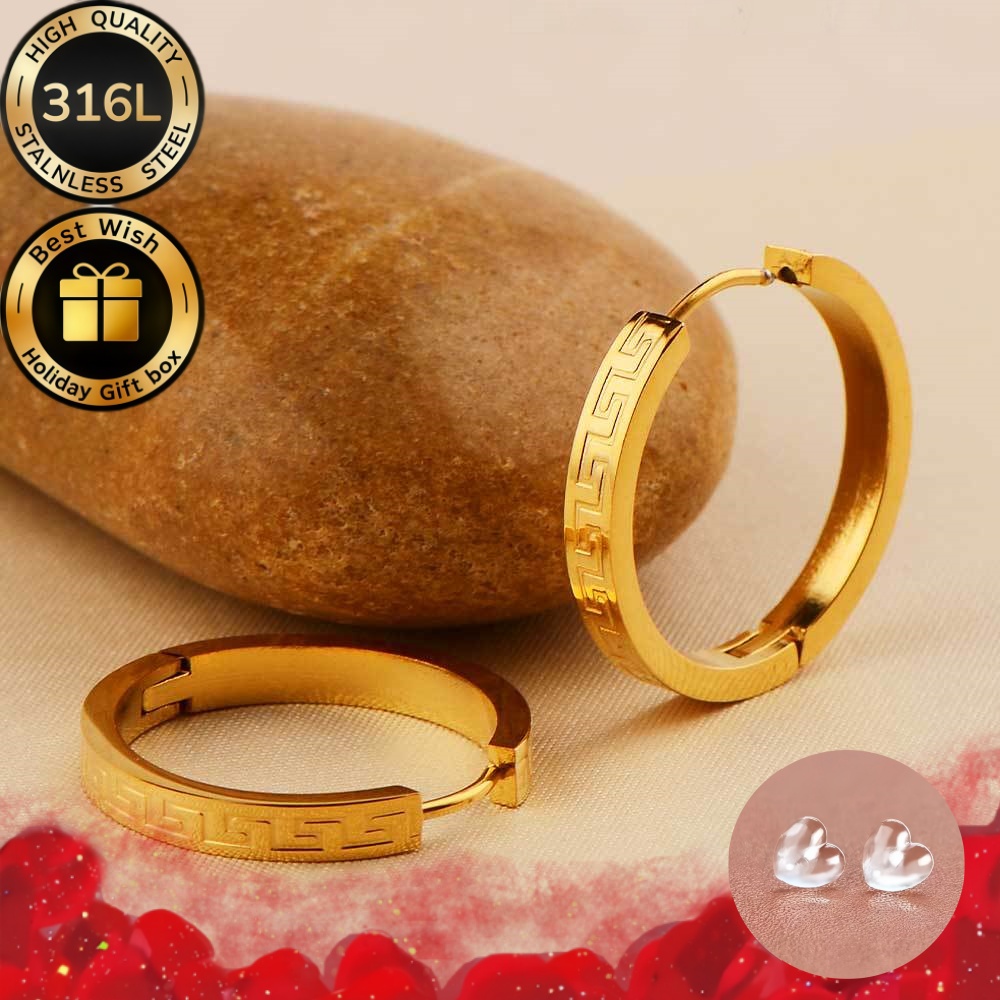 Image of Pair Of 18k Golden-plated Classic Scroll Earrings With Earring Backs, Ideal For New Piercings And Daily Wear, Includes Christmas And Valentine&;s Day Gift Box,hypoallergenic,316l Stainless Steel