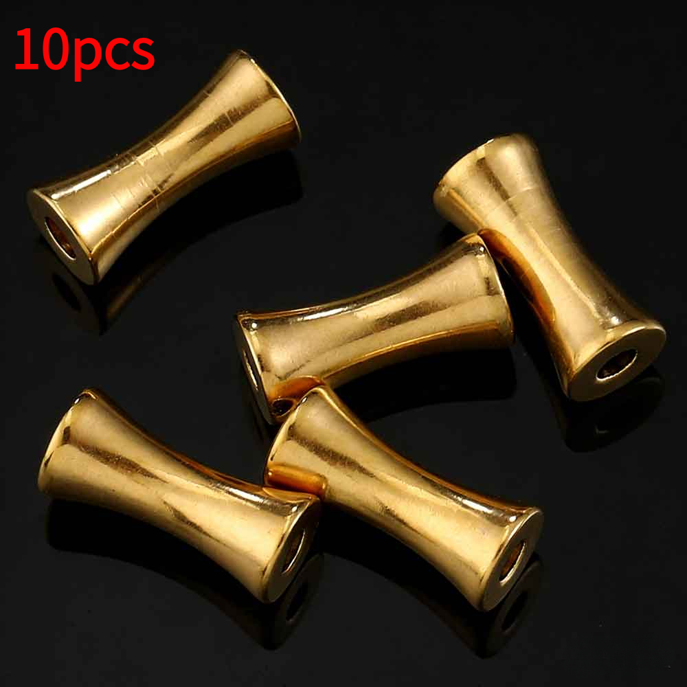 TEMU 10pcs Perles de bambou en acier inoxydable, perles perforées, perles d'espacement, perles de bambou pour tambour de taille, perles pour collier,