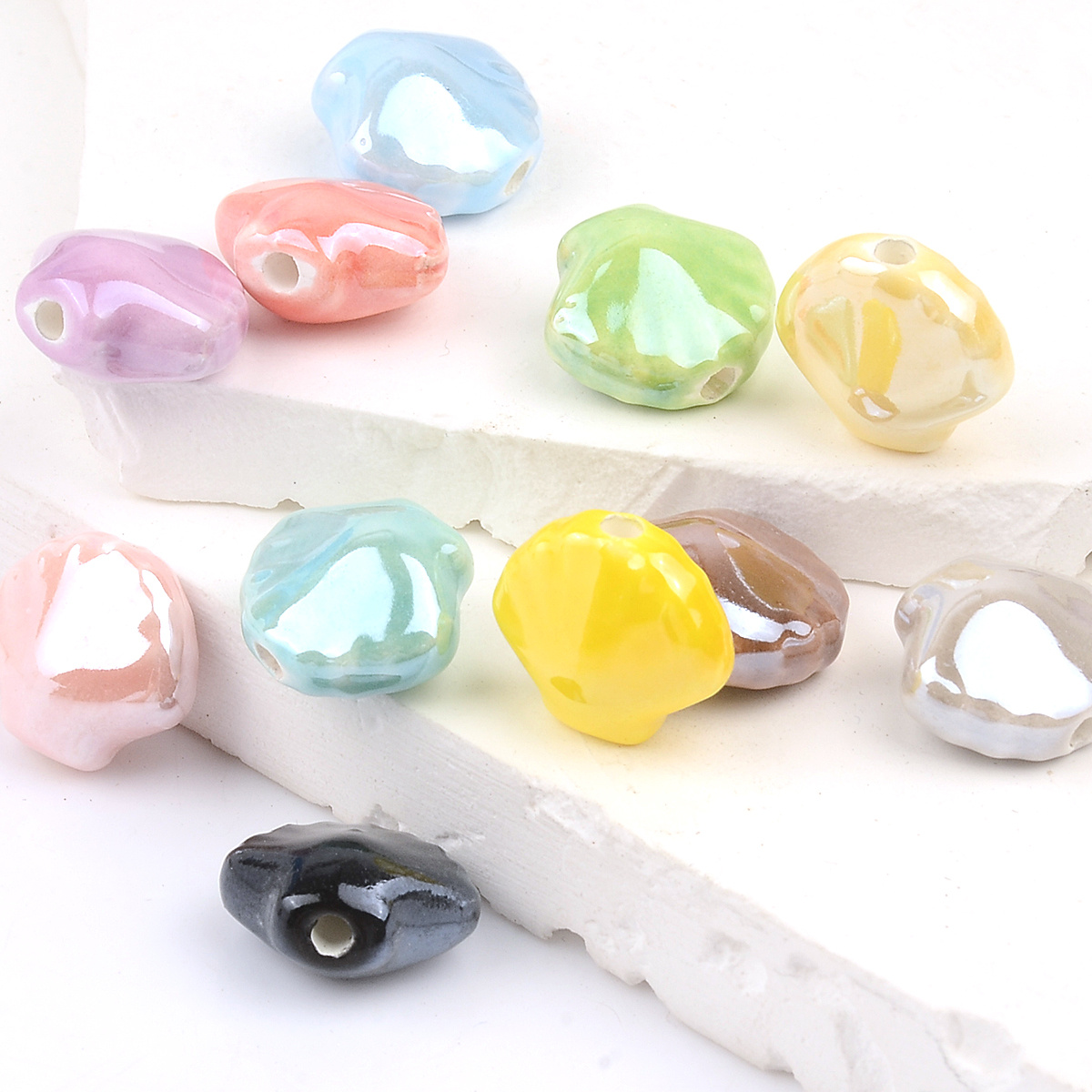 12pcs Scallop Shell Ceramic Beads for DIY Jewellery Making