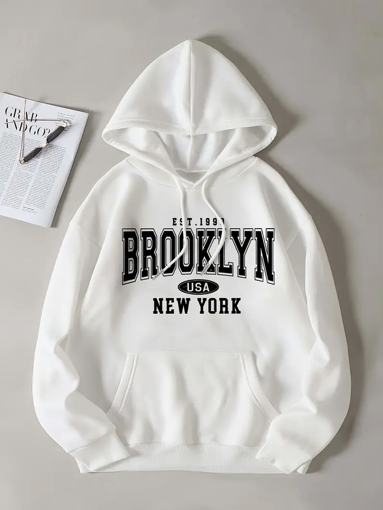 women's brooklyn letter print hoodie casual - Temu