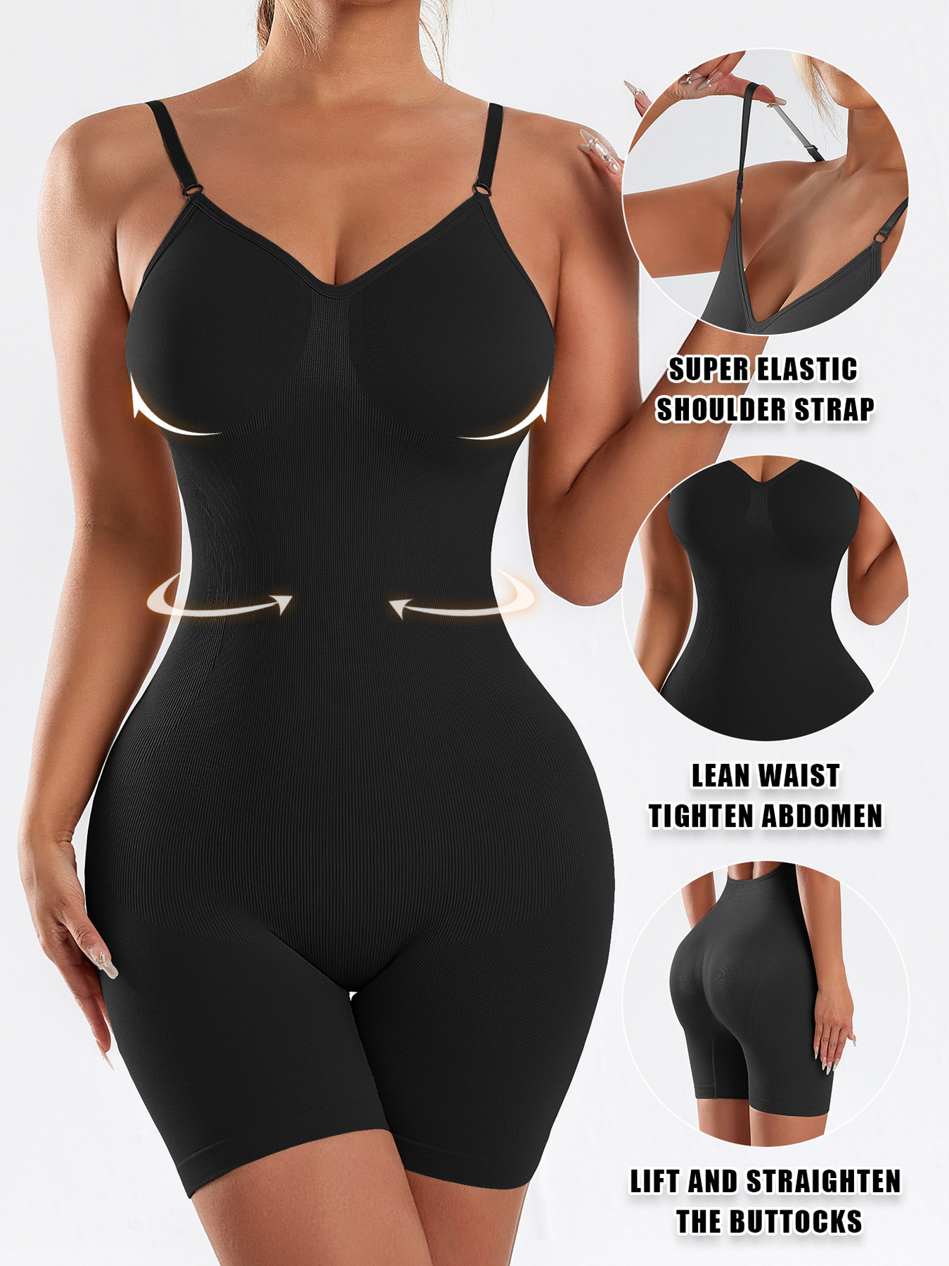 1pc CELILIN Women's Full Backless Shaping Bodysuit - Medium Support Tummy Control Butt Lifter, Seamless One-Piece Suit, Breathable Lightweight for Yoga, Gym & Casual Attire, Machine Washable Solid Color (No Chest Padding)