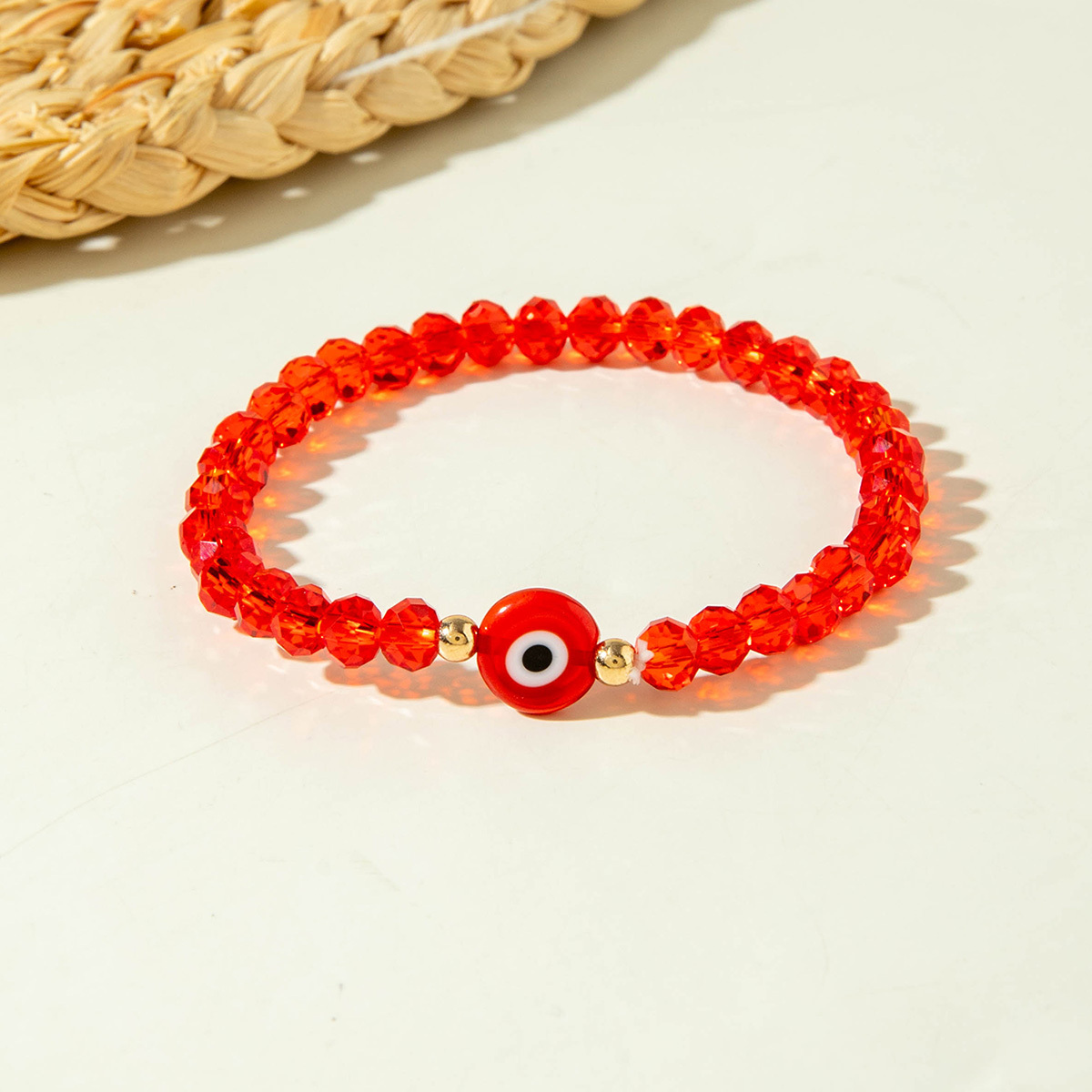 6pcs Women's Glass Devil's Eye Bracelet Set, Stackable Bead Bracelets