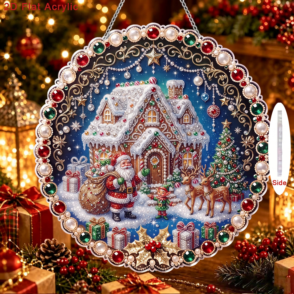 TEMU Kit de pendentif plat 2D à faire soi-même avec perles en acrylique et strass, pendentif rond avec impression 2D/plate, motif sur le thème de en