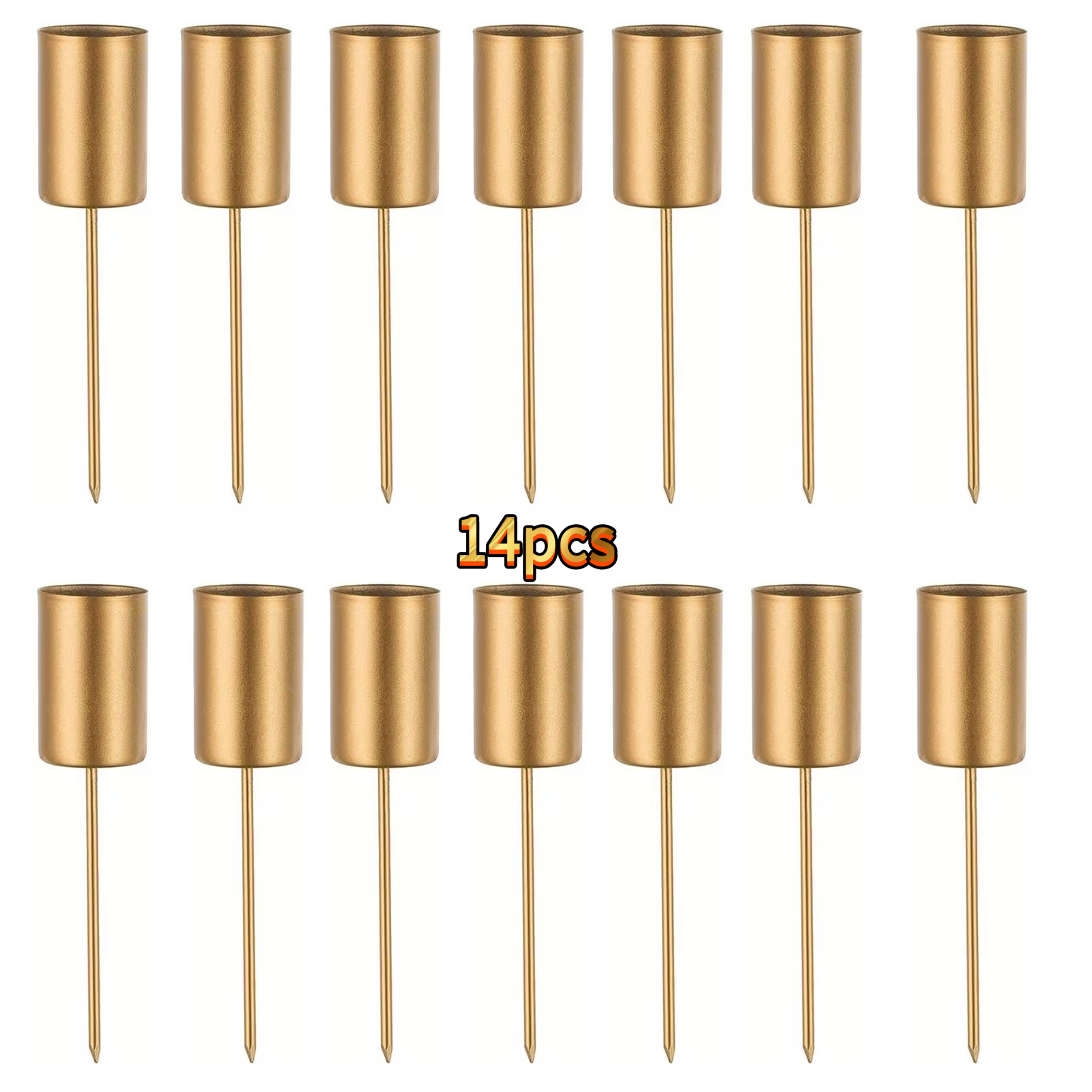 TEMU 14pcs Set Of Advent Candle Holders, Stylish Cone-shaped Wreath Candle Cups, Metal Candle Holders With Stable Pins, Holiday Desktop Decoration,