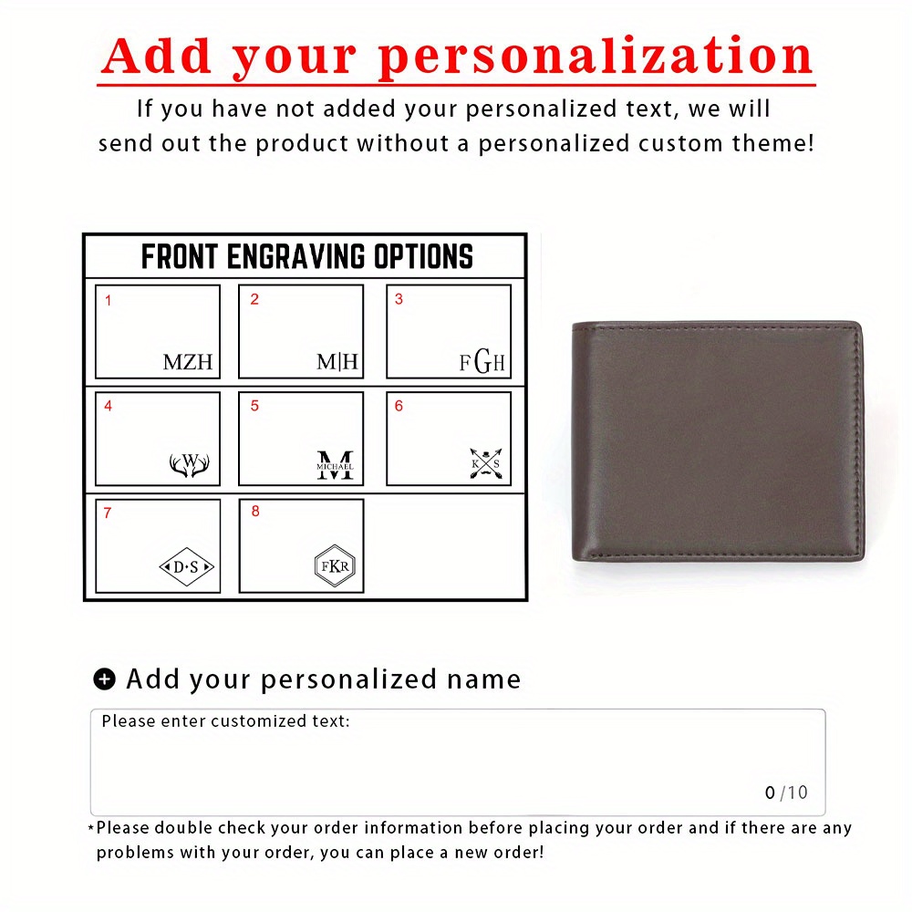 TEMU Personalized Men's Pu Leather Wallets, Custom Men's Wallets, Engraved , Wallets, Boyfriend Gifts For Men, Christmas Gifts For Him, Birthday