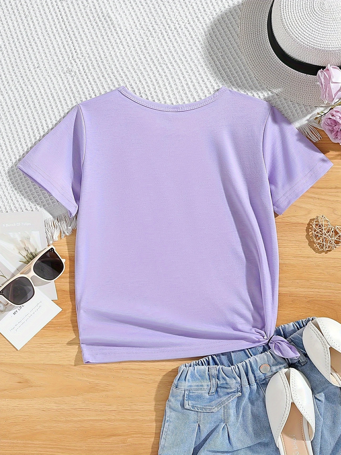 Girls' Casual Short-Sleeved T-Shirt with Random Prints
