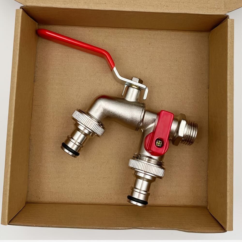 TEMU 1 Robinet de jardin en de , 1/2", , double sortie, dispositif d'arrosage de fleurs, tuyaux d'eau, arroseur pulvérisateur d'arrosage, pistolet à
