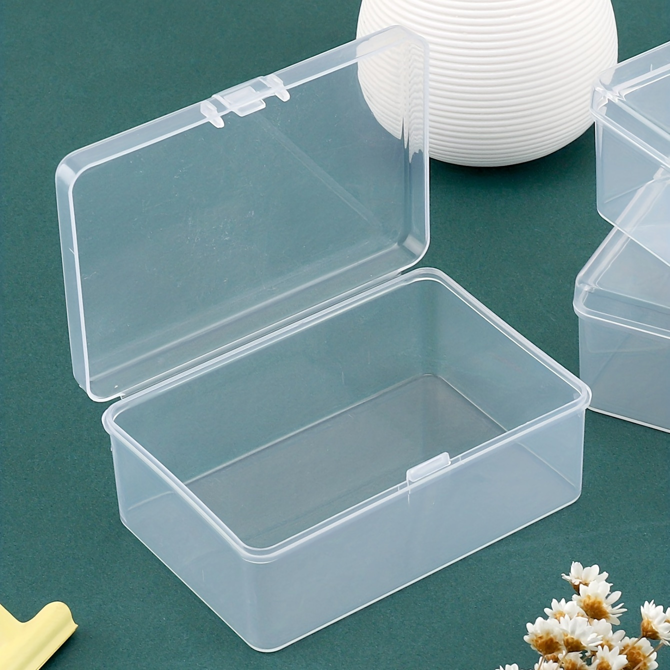 Clear Rectangular Plastic Organizer Box For Office Supplies And - 1pc