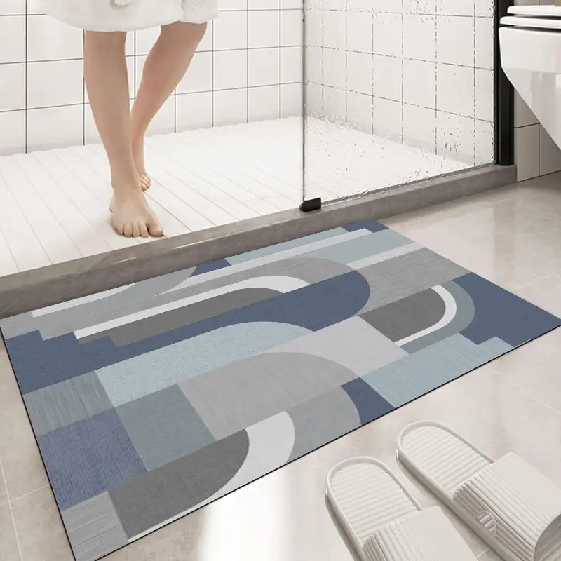 1pc century modern bath mat super absorbent quick dry bathroom non slip machine washable floor mat with rubber backing soft bathroom kitchen mat for shower bedside laundry room bathroom decor in blue gray white black beige gray red easy decor contemporary design durable construction apartment living Product details 5