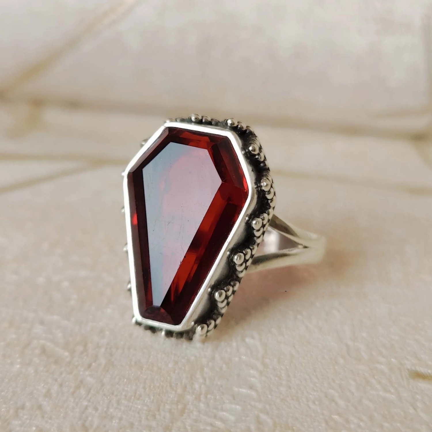 Image of Exquisite Vintage Inlay Red Synthetic Zirconia Geometry Wide Ring For Women Men Daily Party Banquet Fashion Personality Ring Jewelry Anniversary Gift