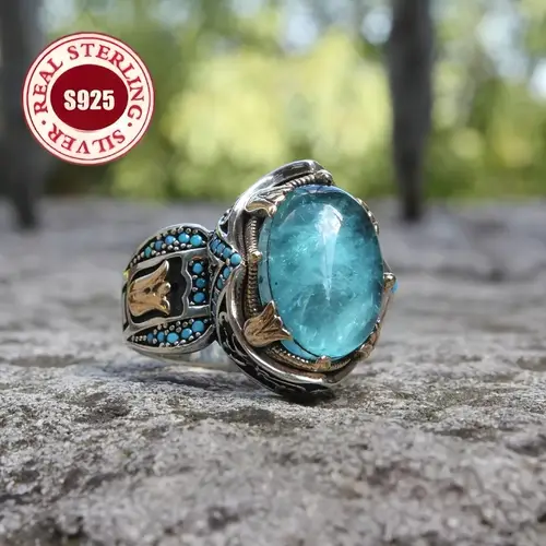 aquamarine ring for men sold on Temu United States