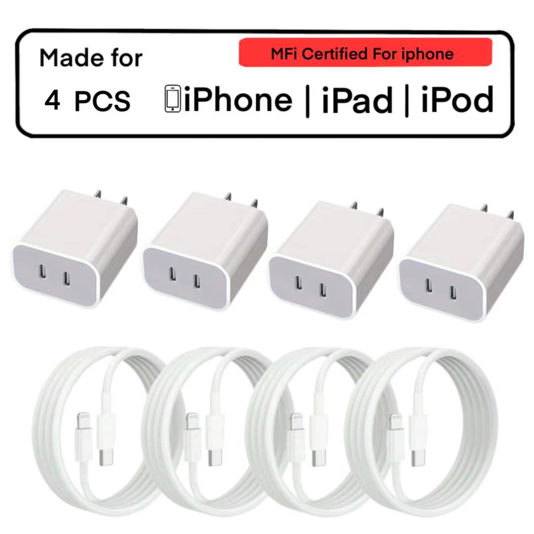 TEMU Chargeur mural rapide à double port USB-C - Alimentation simultanée pour iPhone, iPad et Galaxy sur le canapé. Compact, efficace, parfait pour