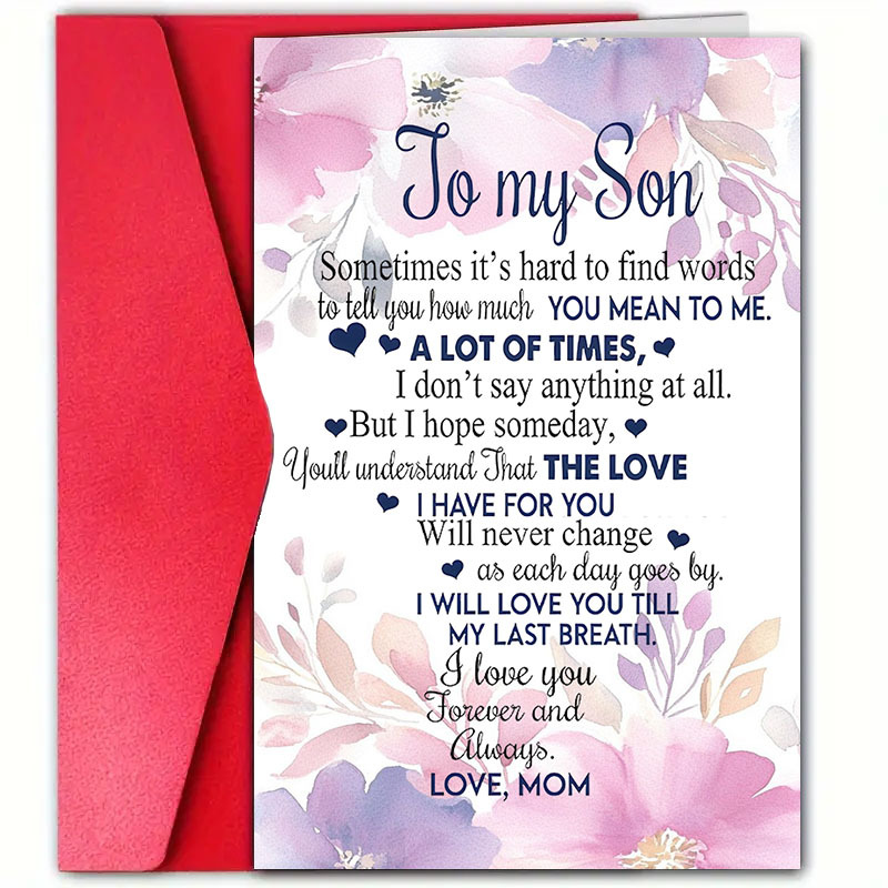 

Unique Greeting Card For Son From Mother - Christmas, Birthday & New Year | Long Text With Envelope (4.7"x7"), Christmas