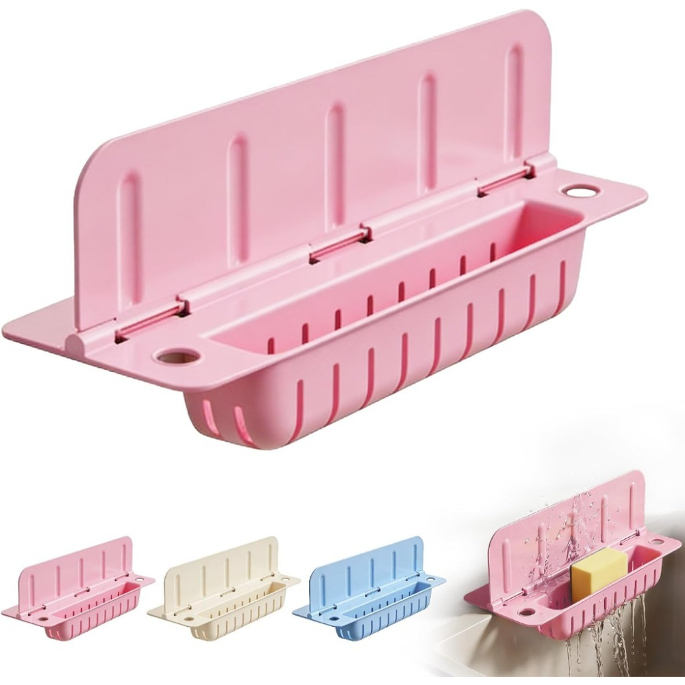 2pcs 13 9 inch foldable kitchen sink splash guard with suction cups storage design for cleaning tools easy to clean for kitchen bathroom pink Product details 1