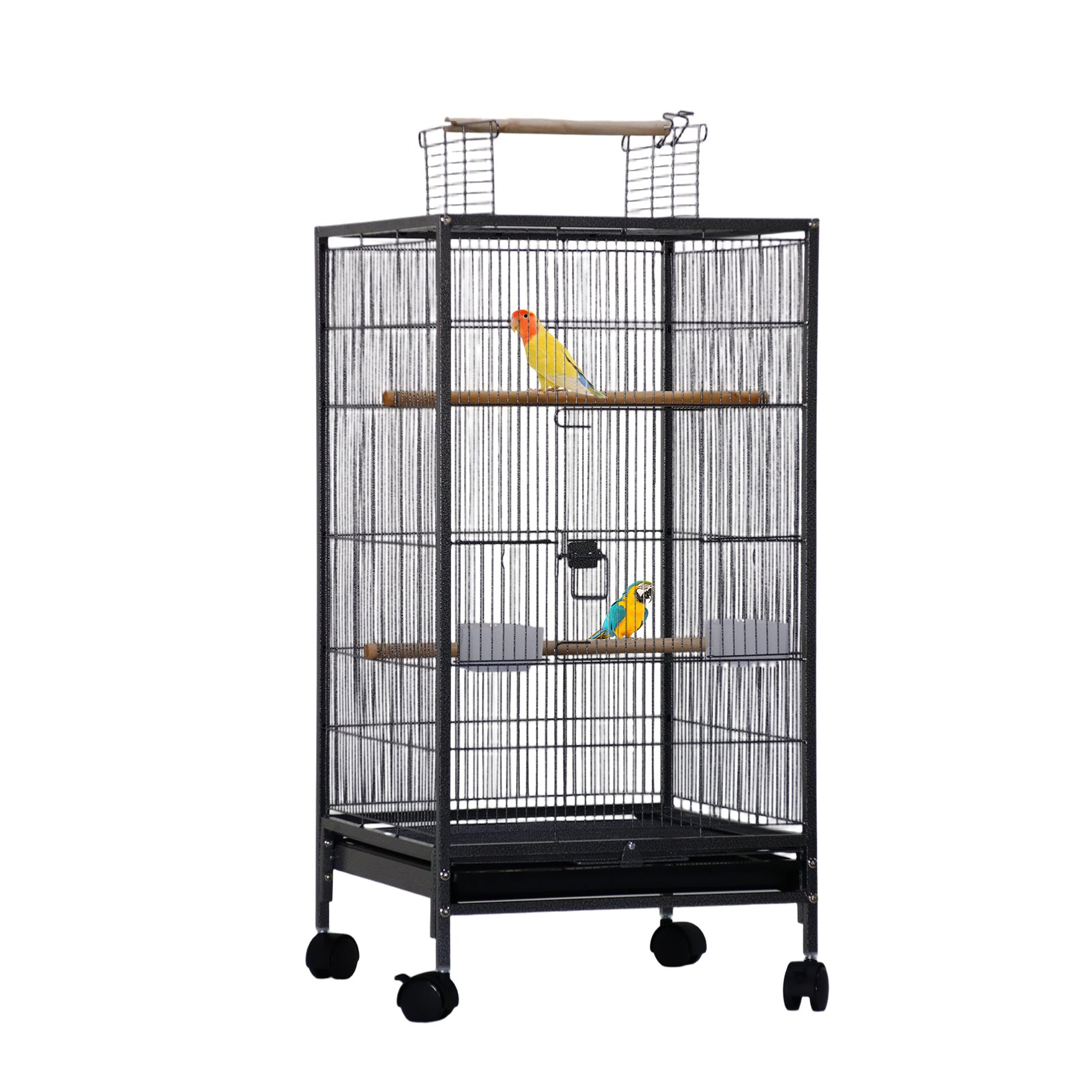 102cm Bird Cage, Metal Budgie Cage, Top Parrot Cage, Parakeet Cage Large Birdcage With Rolling Stand & Slide-out Tray & Water Bottle Feeder, For Cockatiel Parakeets Lovebird