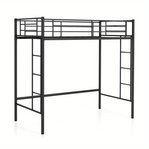 saving loft bed frame with full length safety