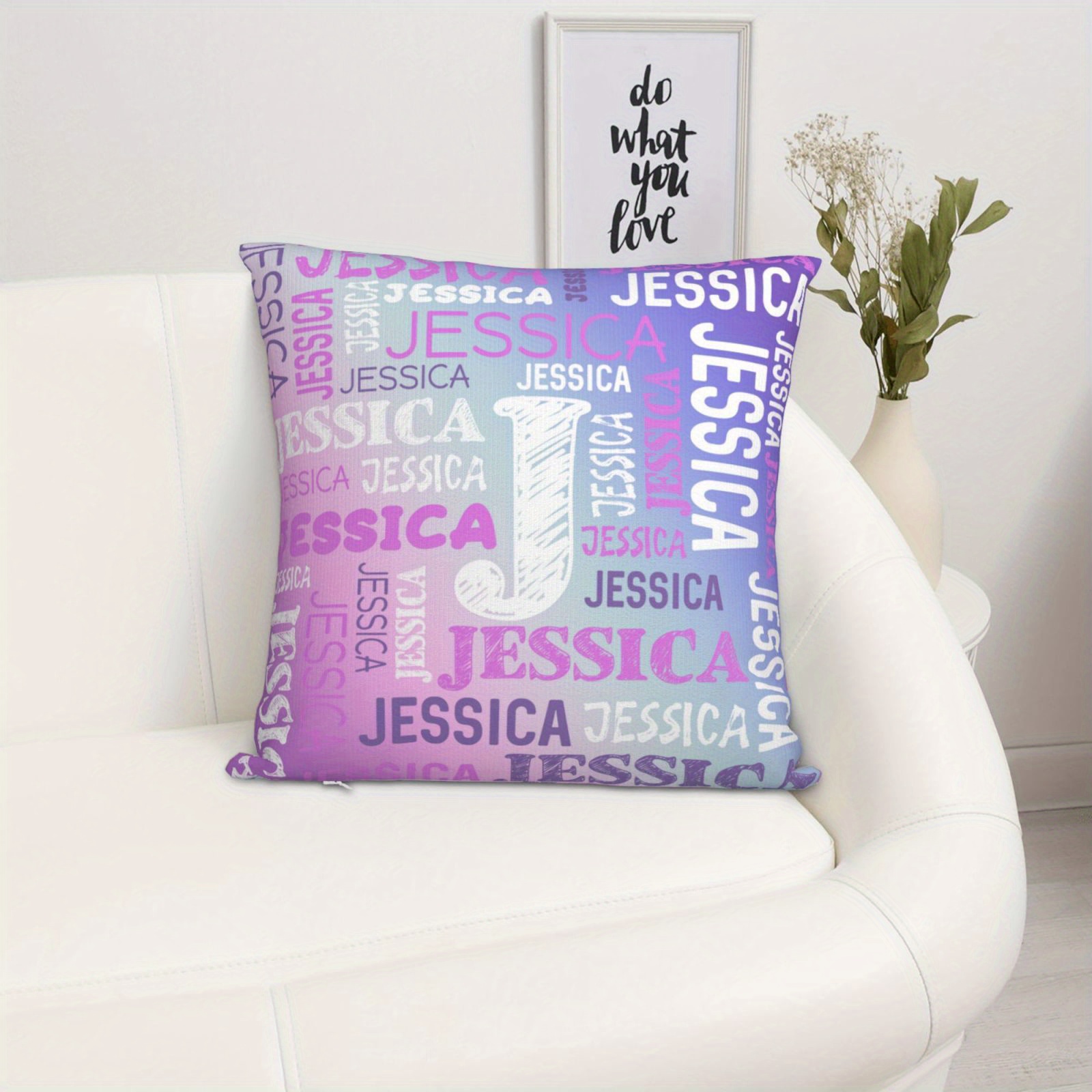 TEMU Customized Plush Pillowcase With A Personalized Name, Measuring 45.72cm X 45.72cm - Lumbar Support, Suitable For Napping And Sofa Decoration, An