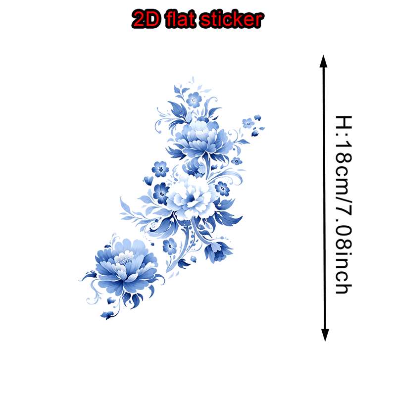 TEMU 3pcs Blue And White Porcelain Style Pattern Iron-on Transfer Stickers, Suitable For T-shirts, Sweatshirts, Jeans, And Throw Pillows, Durable And