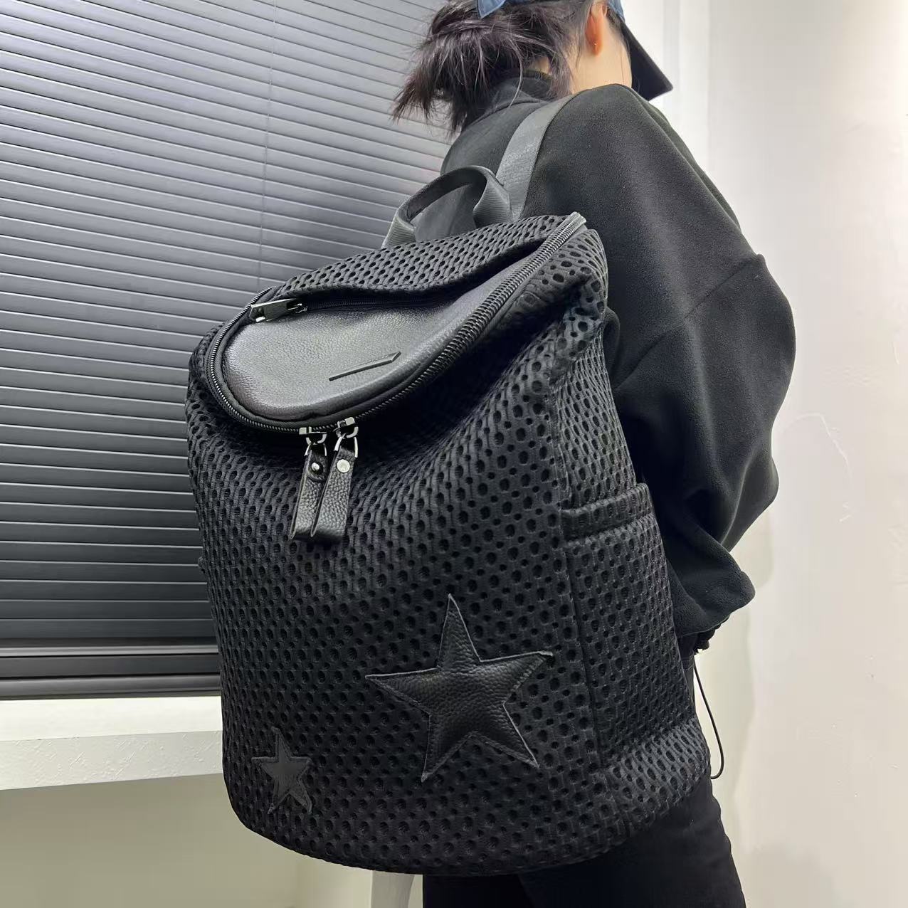 Image of Women's Lightweight Large Capacity Nylon Backpack - Adjustable Straps, Zipper Closure, Casual Travel & College Bag For School, Hiking, Daily (black), Travel Backpack