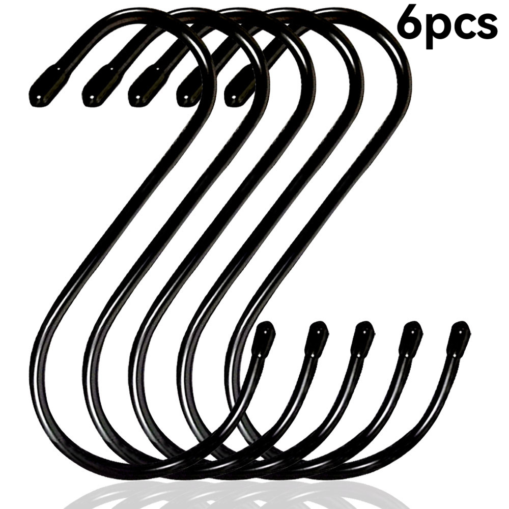 TEMU 6pcs-6-inch Large S-hook, Metal Hooks, Durable Storage Hooks, Suitable For Plants, Kitchen, Bathroom, And Organization.