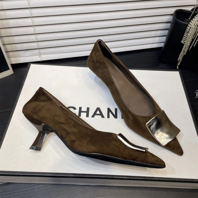 Trendy Metallic Square Accent Flats Women's - Pointed-toe Casual Footwear, Women Shoes