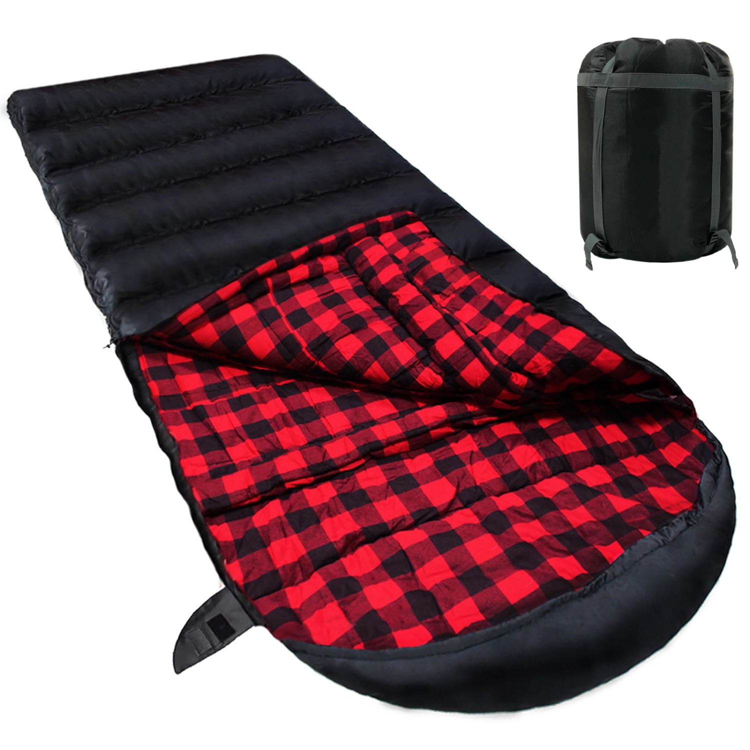 

1pc Oaskys Xxl Flannel Sleeping Bag For Adults, 200 Degree Cold Weather Oversized Winter Bag, Comfort, Water-resistant, Breathable 2100d Polyester With Sack