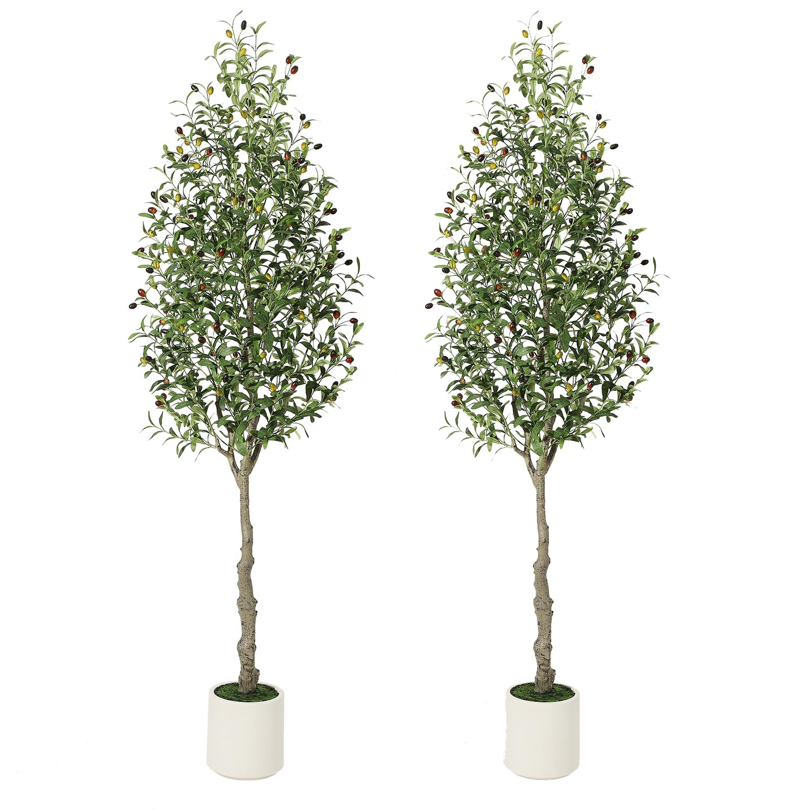 Lifelike Artificial Fiddle Leaf And Olive Tree, Potted Fake Decor Plant, Tree For Living Room Office Bathroom Garden