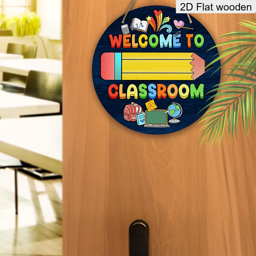 2d flat 2pcs welcome to the classroom wall decor   themed hanging signs suitable for teachers students artificial display with english lettering classroom organization back to school decoration 2d flat