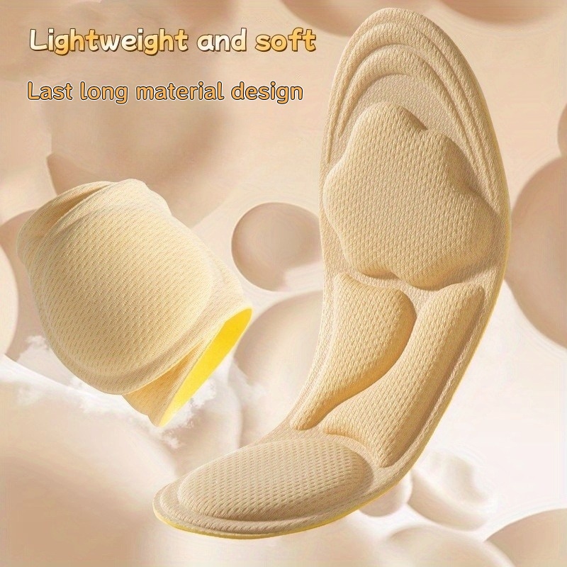 3双（6片）6d人体工学鞋垫 - 透气可调节舒适跑步、散步及户外运动鞋垫 - 男女通用，柔软材质，米色与粉红 - 足部支撑缓震鞋垫配件，舒适设计 商品详情 4