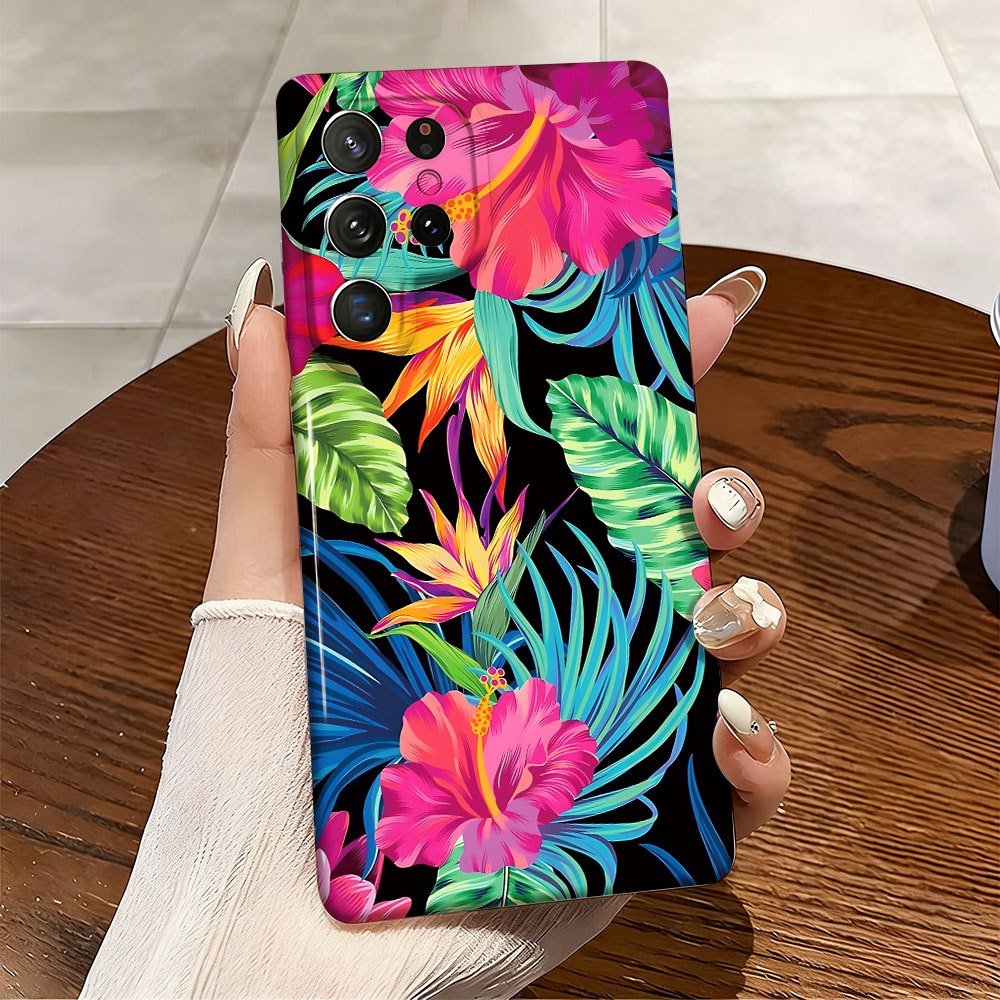 TEMU Phone Case - Colorful Flowers Palm Tree, All Inclusive Shock Phone Case For Galaxy S26, S26 Plus, S26 Ultra, S25, S24, S23, S22, S21, Plus,