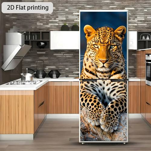 1 adet leopar kayalık duvar stickerı, kendinden yapışkanlı duvar kağıdı, dolaplar ve gardıroplar i̇çin uygun, modern mutfak ev dekor stickerı, buzdolabı stickerı, 60×180 cm