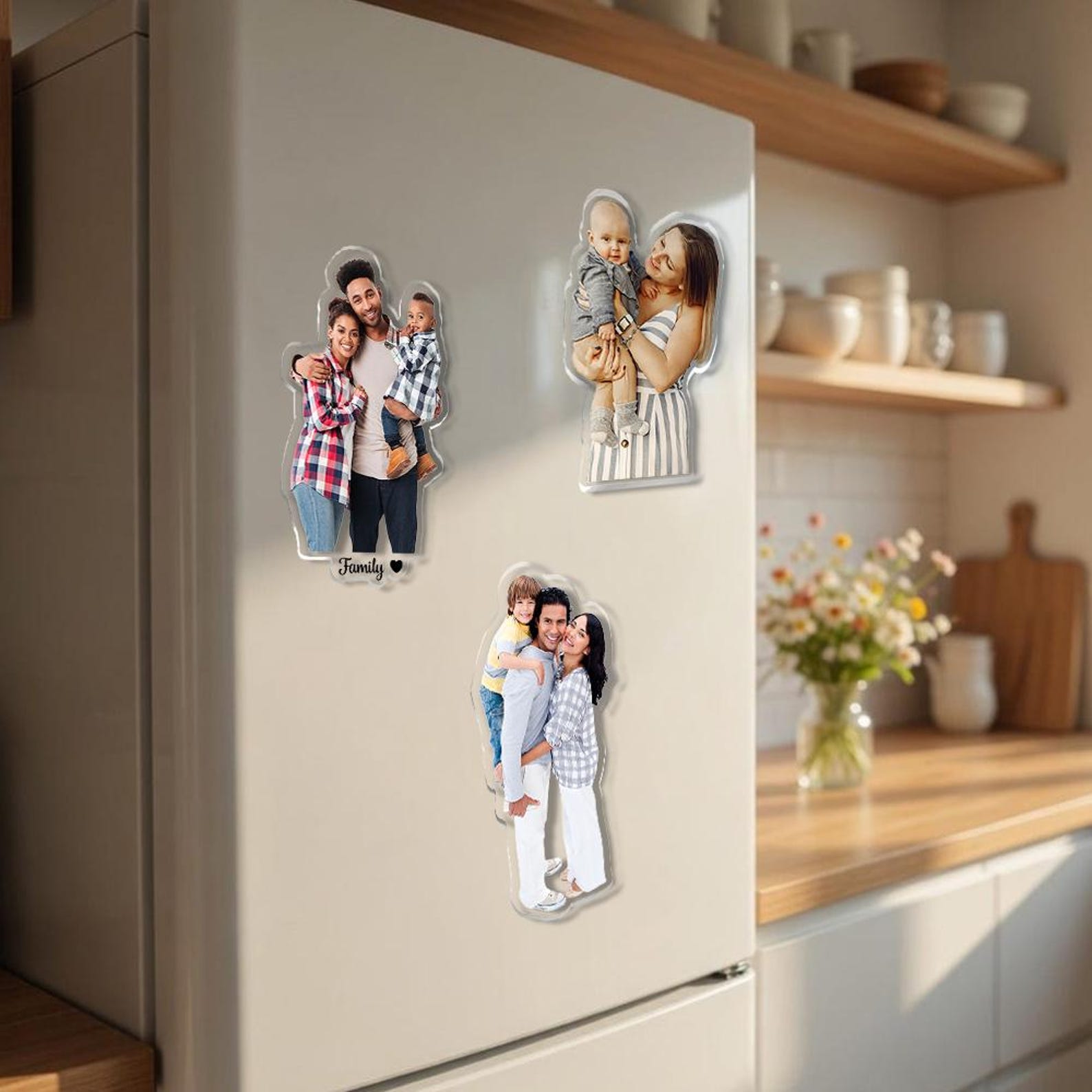 TEMU 1pc 2d Printing Custom Shaped Fridge Magnet, Photo Refrigerator Magnet, Cut Pet Magnet, Family Vacation Photo Magnet, Face Picture Magnet, Photo